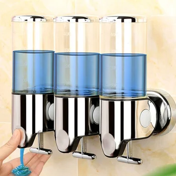 

Liquid Soap Dispenser Wall Mount 500/1000/1500Ml Bathroom Accessories Plastic Double Hand Detergent Shampoo Dispensers
