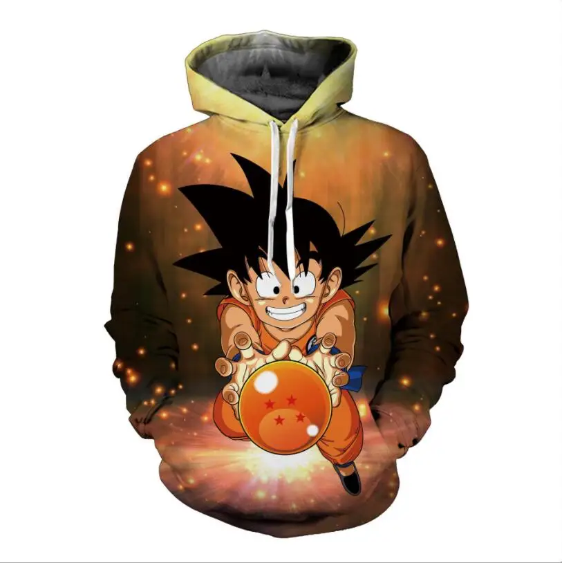 I2u 3d принт размера плюс пуловер Топы dragon ball Гоку мультфильм толстовки Толстовка С Карманами Для Взрослых