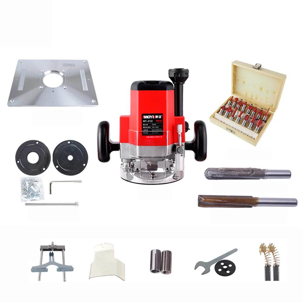 

220V Electric Wood Milling Machine Routing Machine Flat Edge Trimmer Woodworking Carving Grooving Tenoning Machine 2200W 12.7MM