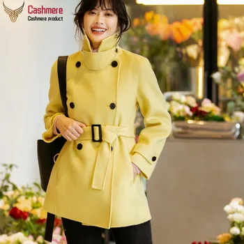 

Wool coat women's jacket 2019 autumn winter new fashion double-breasted long wool coat double-sided coat female Slim white coat