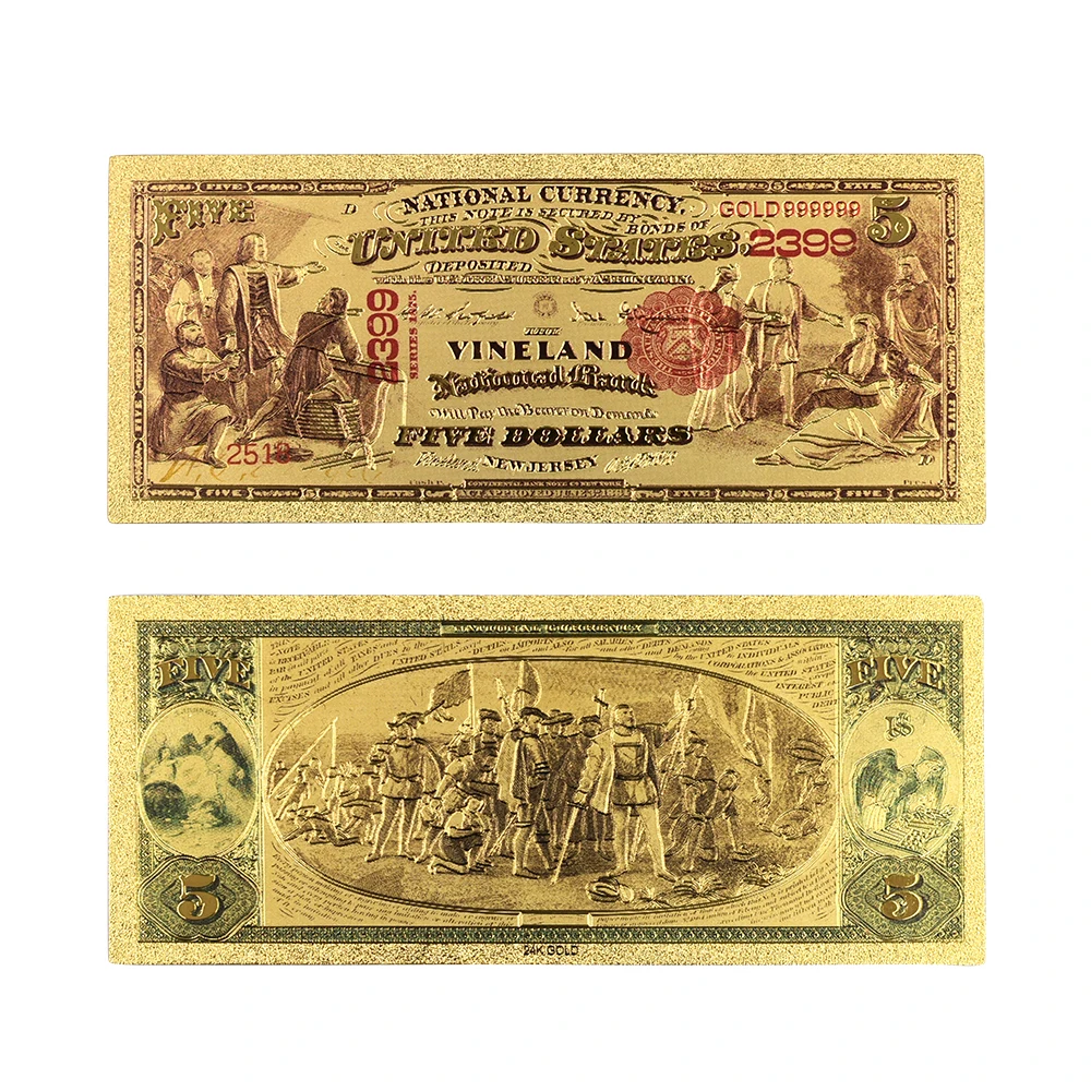 Горячая продажа 1875 года Красочные США золотые банкноты Новый 1 доллар Банкноты