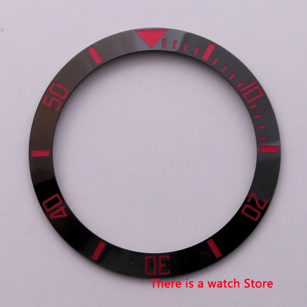 38mm ceramic bezel insert black with white marks fit 40mm watch case SUB Automatic men's | Наручные часы