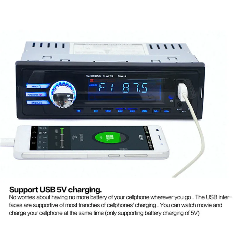 Автомобильный Bluetooth In Dash стерео аудио USB SD цифровой FM Aux Встроенный микрофон вход