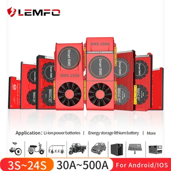 LEMFO Li-Ion LifePO4 Smart BMS 3S-24S 30A do 500A tablica zabezpieczająca baterię 18650 akumulator bateria słoneczna z aplikacją Bluetooth tanie i dobre opinie Rohs Akcesoria do baterii CN (pochodzenie) 3S-24S BT
