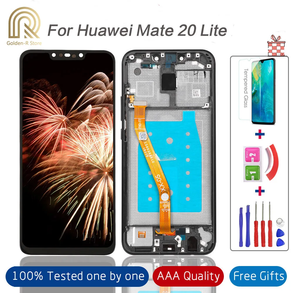 Протестированный дисплей с рамкой для Huawei Mate 20 lite ЖК-дисплей дигитайзером
