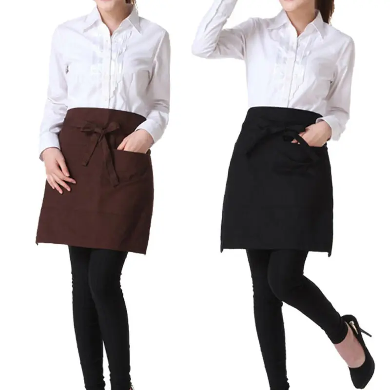 2020 Creative Universal Unisex Apron Short Waist Apron Kitchen Cooking Women Men Bar Aprons with Pocket for Chef Waiter Waitress