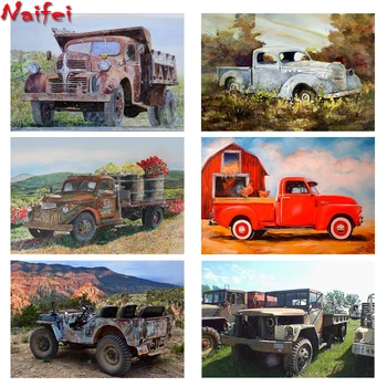 

5d Diamond Painting Full Drill Square Round Car Handmade Gift Mosaic old truck Scenery Embroidery Landscape Home Decoration