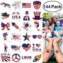 144 шт. патриотические Временные татуировки американский флаг наклейки татуировки 4 июля вечерние украшения для детей и взрослых
