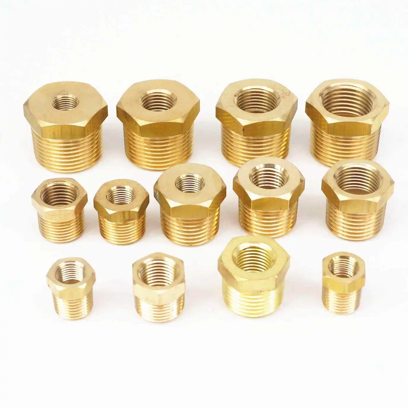 1/4" 3/8" 1/2" 3/4" NPT BSPT Male x Female Brass Reducing Bushing Pipe Fittings Connectors Adapter Air Gas Fuel Water Pipe Fitting Hose Pipe Fitting