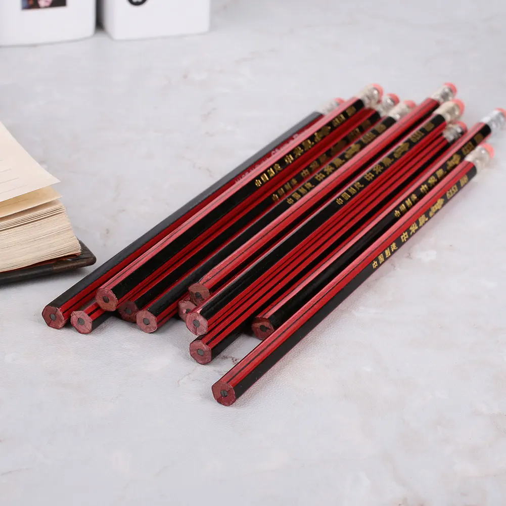 Carpenter Pencils Wooden Pencil HB 19cm Student Measuring Writing 12pcs/Lot Durable Marker Crafts Marking Sketching Universal