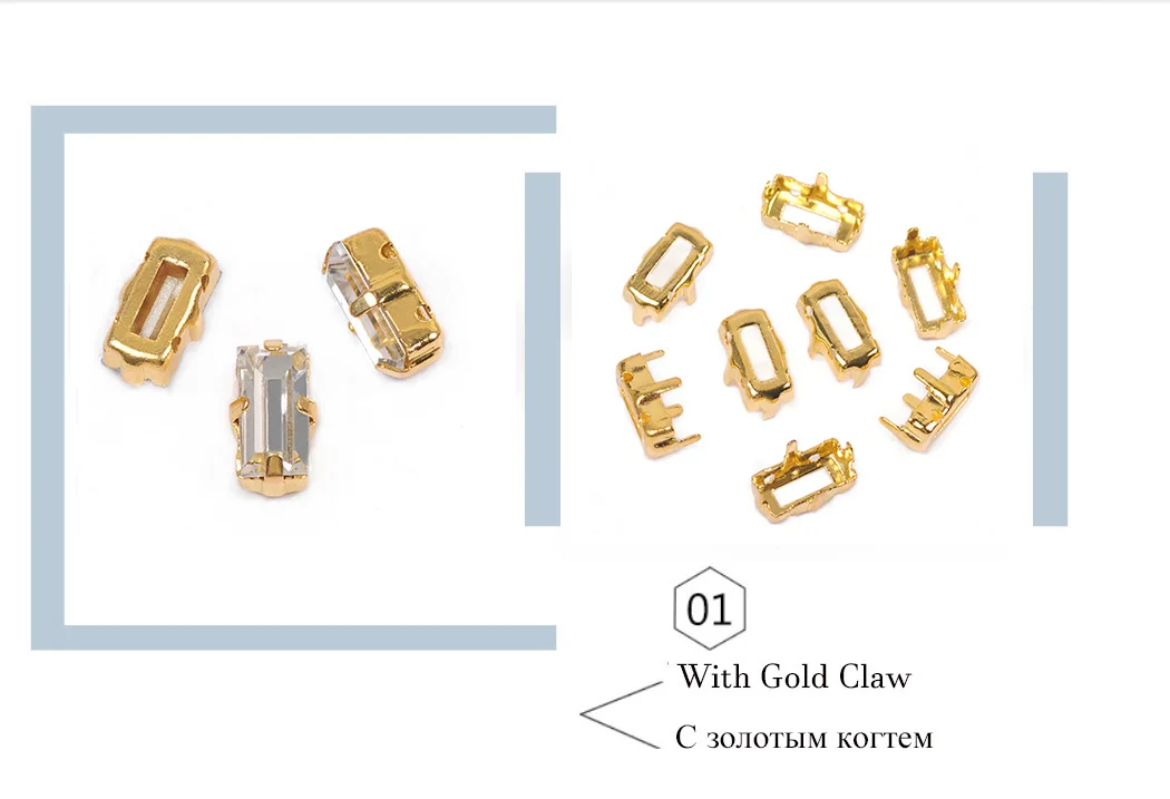4501 Beste Klare Kristall-Rechteckige Hochwertige K9 Glas Pointback Strasssteine zum Aufnähen mit Krallen für DIY-Kleidungszubehör – Detail 4