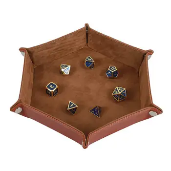 

HobbyLane Solid Color Hexagonal Dice Tray Folding PU Storage Box for Table Games