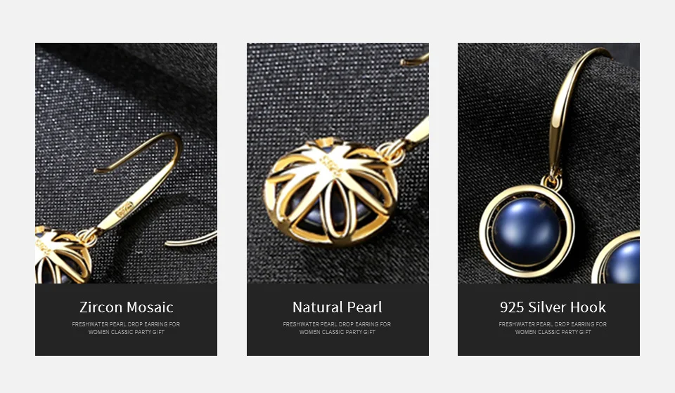 AGLOVER Новое поступление серебро 925-й пробы 18K позолоченные жемчужные серьги из натурального пресноводного жемчуга Серьги для женщин ювелирные изделия леди подарок Вечерние