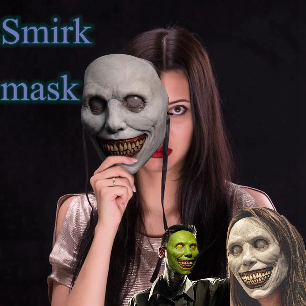 ヘッドギアの変装 笑顔の白い目のマスク ハロウィーンのための怖い悪魔のマスク 変装 カワイイアクセサリー 飾り額 看板 Aliexpress