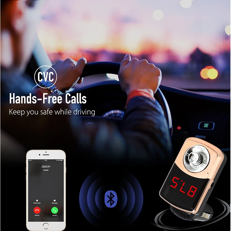 Автомобильный комплект громкой связи беспроводной Bluetooth fm-передатчик Автомобильный MP3-плеер USB зарядное устройство 2.1A свободные руки