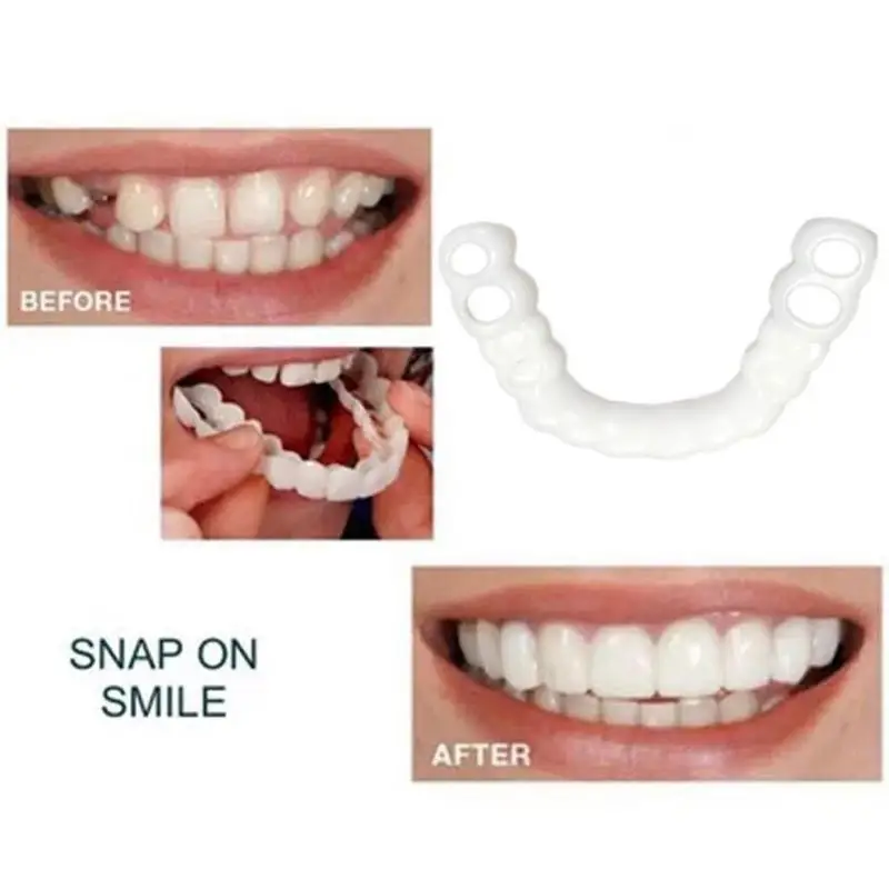 2pcs/Set Snap On Smile Teeth Veneers Whitening Cosmetic Denture Instant Perfect Smile Teeth Fake Tooth Cover Oral Hygiene Tools