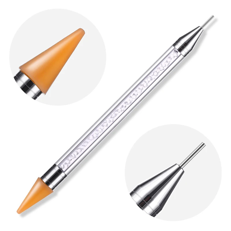 Цвет: желтый Double-Ended Nail Point Drill Pen Rhinestone Picker DIY Drawing Manicure Tools V9-Drop - Цвет: Цвет: желтый