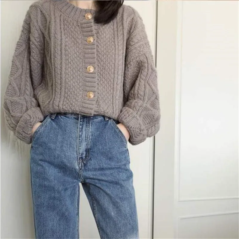 

Ladies sweater white short loose coat 2020 autumn new casual knitted cardigan
