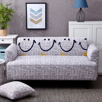 

Microfine Couch Covers for Sofas Printed Modern Sofa Covers for Living Room Three-seat Sofa Smiley Geometric Antifouling