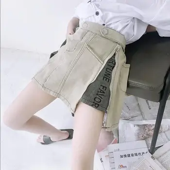 

Summer new patchwork skirts children high waist denim skirts teenage zipper clothes kids fashion skirts 4-14Y ws1486