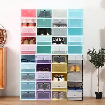 

Colorful Thickened Flip Shoes Transparent Drawer Case Plastic Shoe Boxes Stackable Box storage box shoe storage organizer