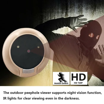 

Home Doorbell HD Video Camera Peephole Anti Theft Motion Detection LED Display Switch Button Security Protection