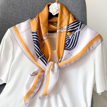 

2020 Designer Brand Women Scarf Fashion Print Silk Scarves Square Small Handkerchief Office Neck Hair Scarfs 70*70cm Bandana