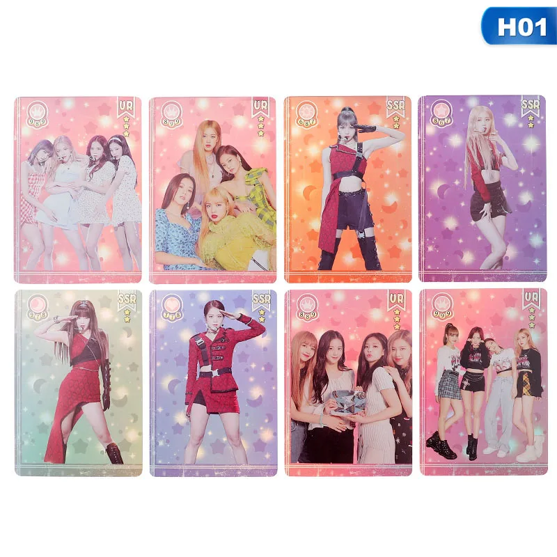 H01 (8pcs) 8/10 шт./компл. BTS EXO Фотокарта Kpop Прозрачный Карты женские группе Star DIY Бумага карта с фотографией - Цвет: H01 (8pcs)