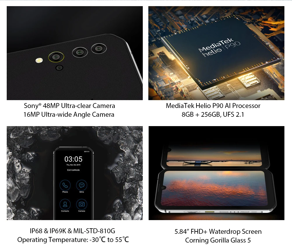 Смартфон Blackview BV9900 Helio P90 IP68 8 + 256 ГБ 48 МП Android 9 0 NFC|Смартфоны| |