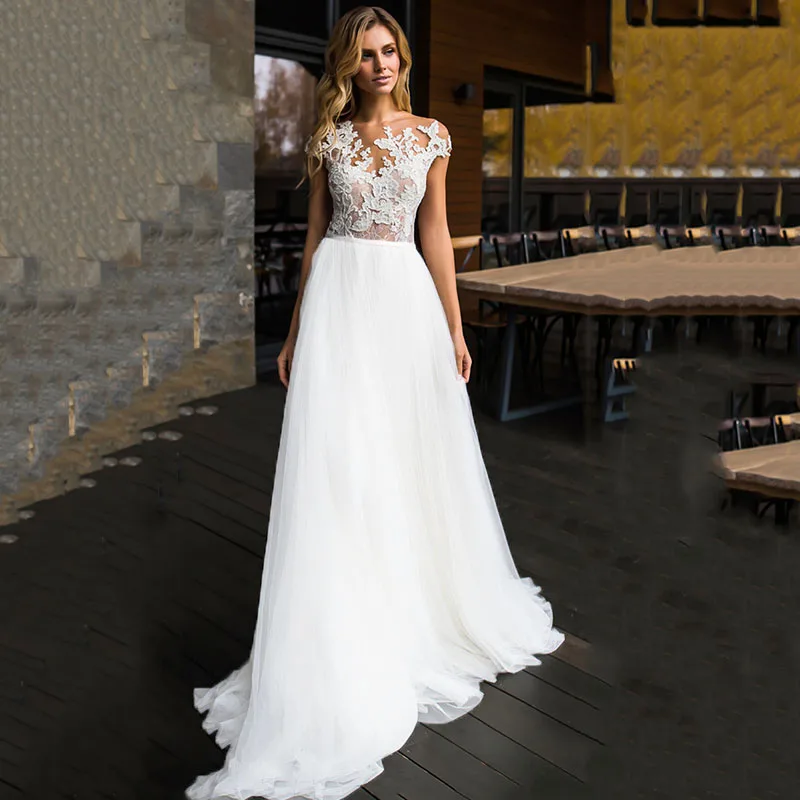 Eightree с рукавом-крылышком vestido de noiva A-Line Свадебные платья без рукавов аппликация платье невесты Robe de mairee свадебное платье с открытой спиной - Цвет: White