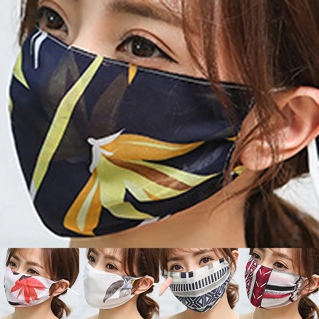 

Reuseable Cotton printed hanging ear Mask Fashion Couple Seamless Outdoor Riding Quick-drying Dustproof Anti-fog Mask