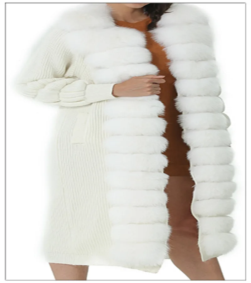 Шерстяное Женское пальто с лисой Тканое осенне-зимнее пальто из натурального меха лисы с меховым воротником Женская куртка