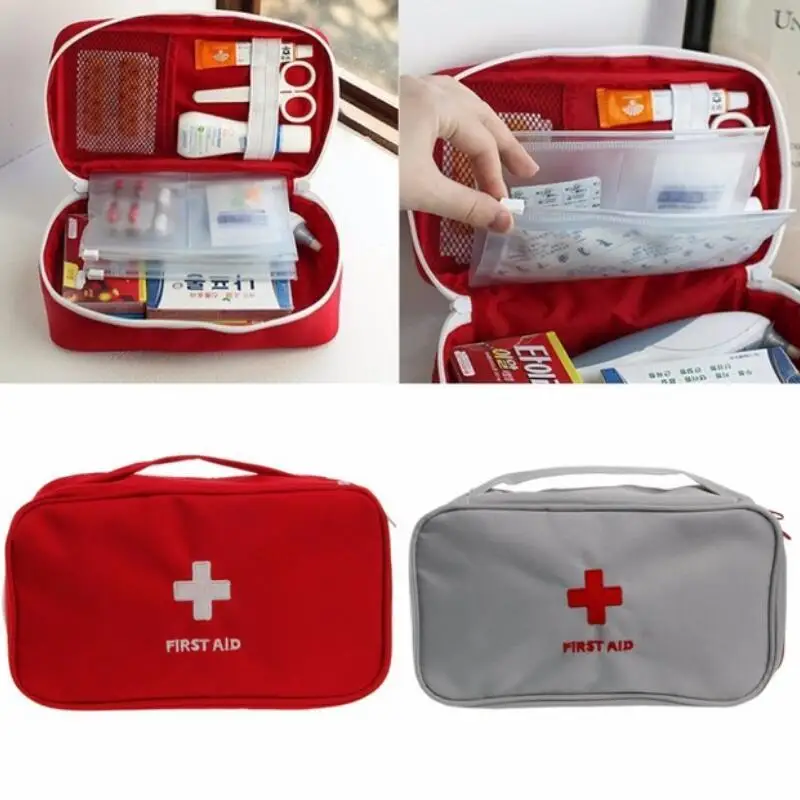 Multifunction Emergency Bag Zipper Nylon Pouch Camping Portable Handheld Medical Bag First Aid Kit Medicine Organizer Container