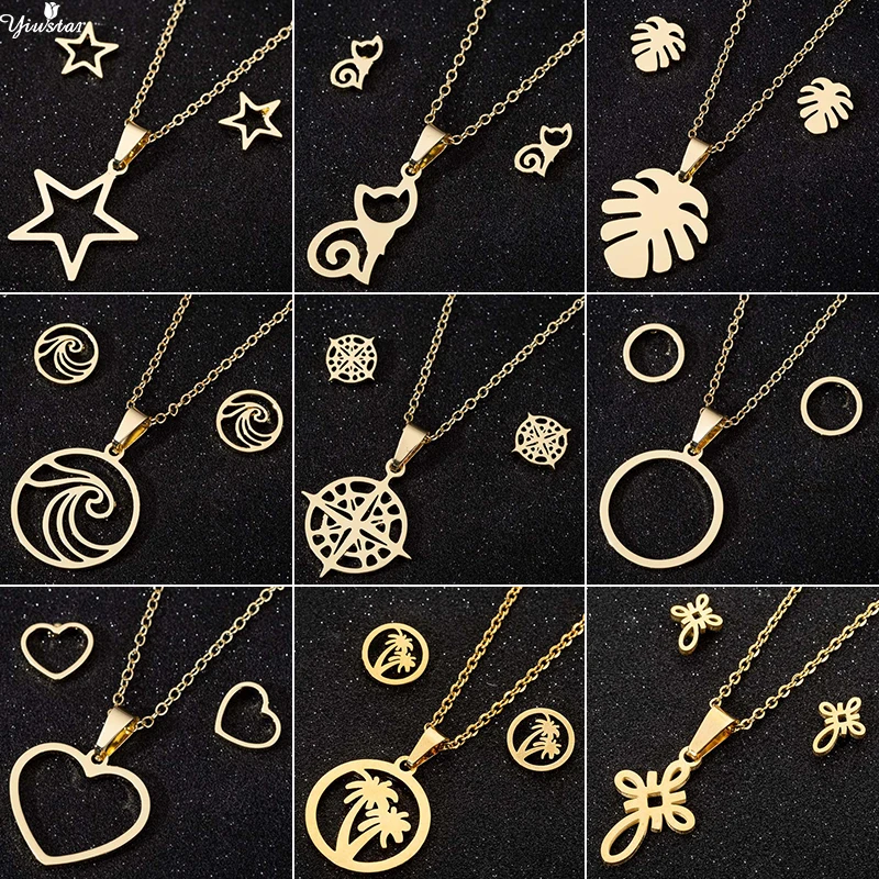 Yiustar Мода Панк геометрический Звезда Круглый сердце кулон ожерелье для женщин