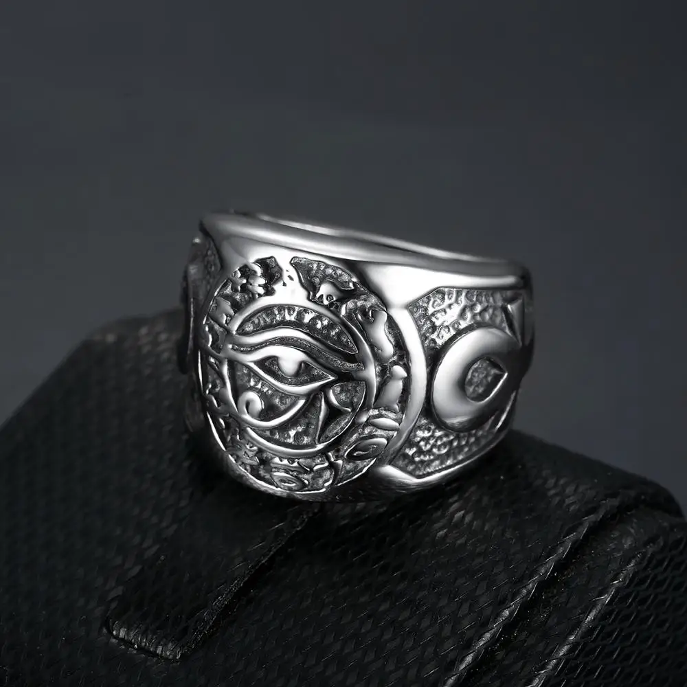 Мужское кольцо из нержавеющей стали Horus Eyes Египетские фараоны глаз Jewelry BR-1203 |