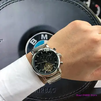 

Patek- Philippe- New Automatic Mechanical Men Watch Silver Blue Stainless Steel Transparent Sapphire Glass AAA Glide Watches 855