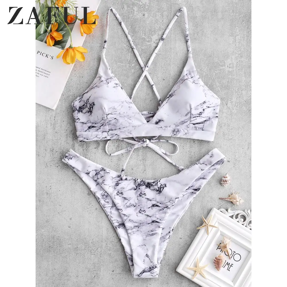 ZAFUL Cross Marble комплект бикини на шнуровке с перекрещивающимися поперечными