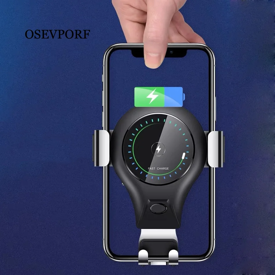 OSEVPORF Qi Беспроводное Автомобильное зарядное устройство для iPhone XS X 7 11 samsung S10 S9 S8 Plus Беспроводное зарядное устройство 10 Вт Быстрая зарядка Автомобильный держатель для телефона
