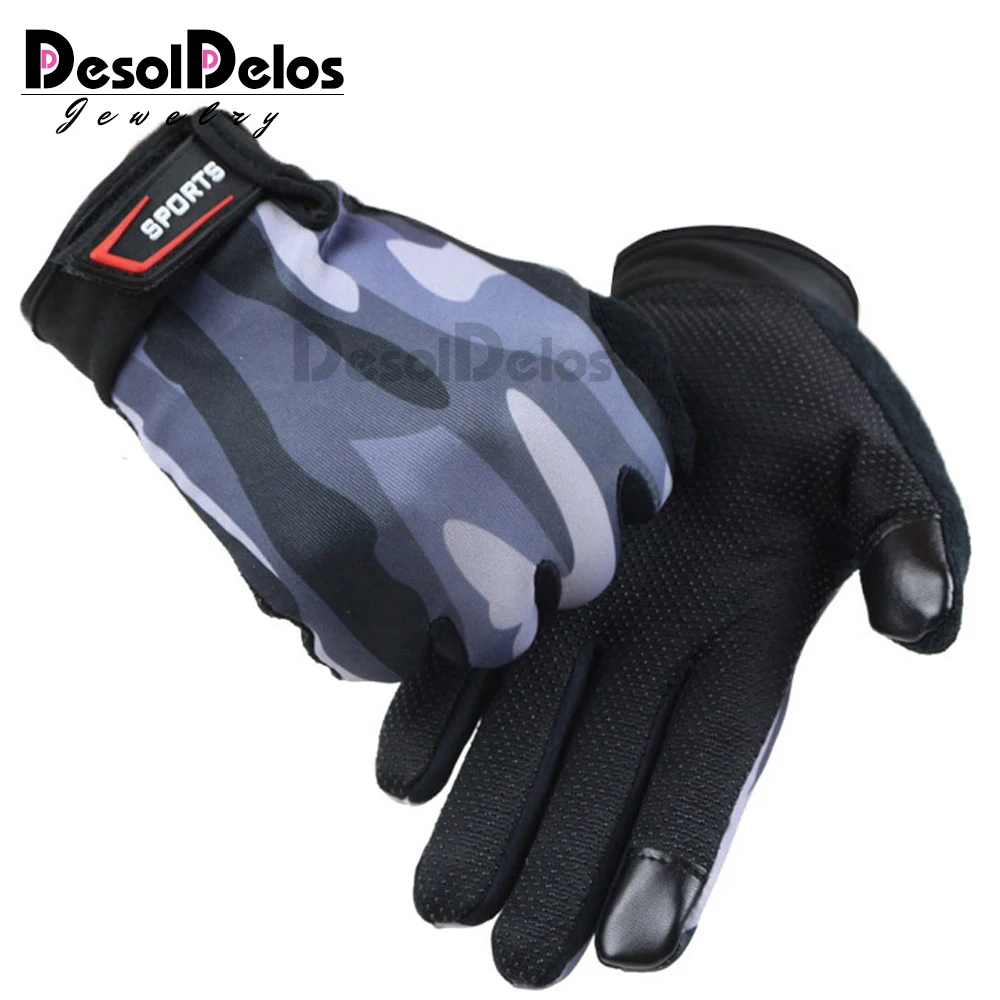 DesolDelos Men Full Finger Touch Screen Gloves Print Camo Non-slip Fitness Gloves Wrist Outdoor Sports Luvas Mittens R016
