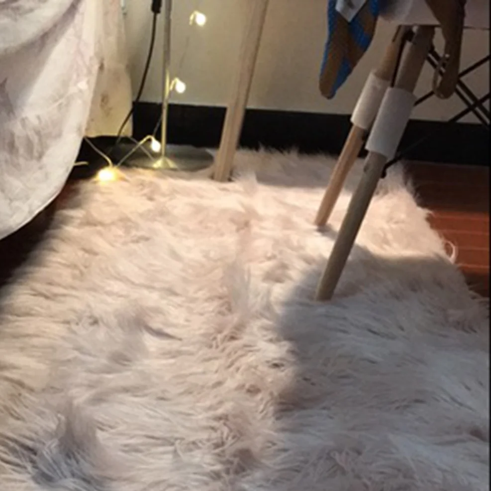 1 шт. ковер из искусственной шерсти прямоугольник/квадратный гарнир искусственный коврик для сиденья простая кожа мех простые пушистые коврики моющиеся домашний текстиль