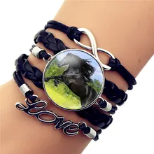 ヴィンテージ馬画像ブロンズ革蝶チャームラップブレスレット女の子のためのバングル編組リストバンドブレスレット(China)