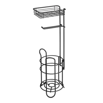 

Toilet Paper Roll Holder Free Standing, Compact Metal Toilet Roll Storage for 3 Paper Rolls, Bathroom Accessory for Toilet