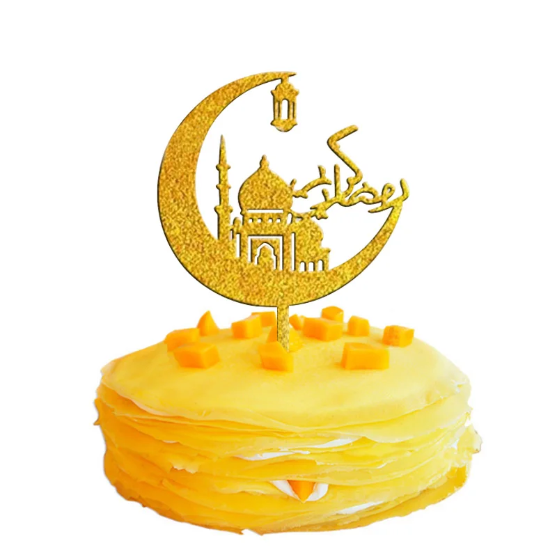 Золото Рамадан Карим украшения ИД Мубарак баннер и воздушные шары ИД Рамадан вечерние украшения Ид аль-Фитр Рамадан украшение Мубарак - Цвет: 1pcs Cake Topper