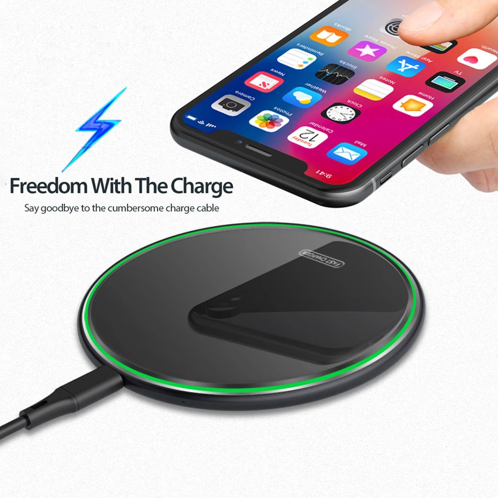 Tkey Qi Беспроводное зарядное устройство 10 Вт быстрый USB портативный универсальный