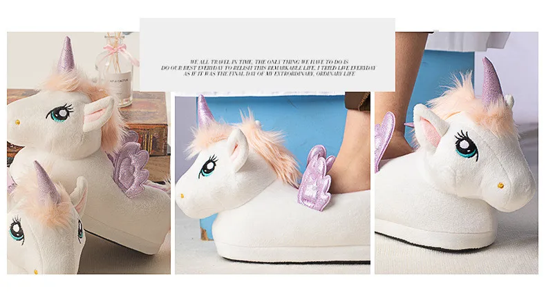 White Plush Unicorn Slippers -Unicorn Fashion H0ee12723279541bc9a07316bd675ed6bo
