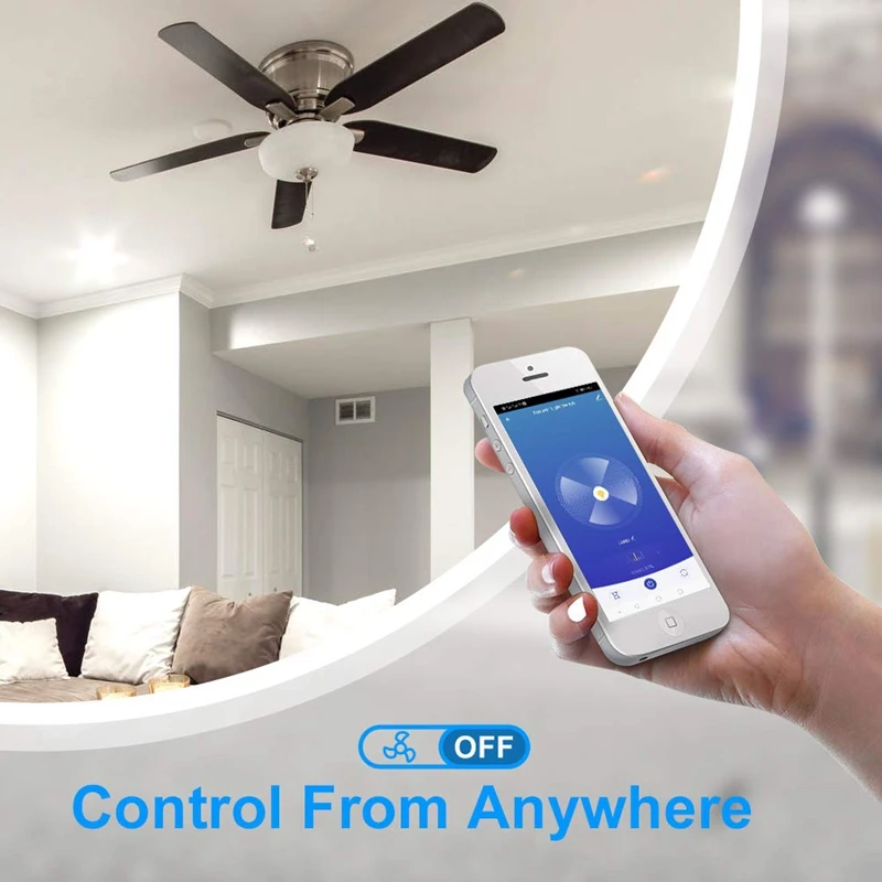 WiFi умный потолочный светильник-вентилятор настенный выключатель, Smart Life/Tuya APP пульт дистанционного управления различными скоростями, совместим с Alexa и Google Home