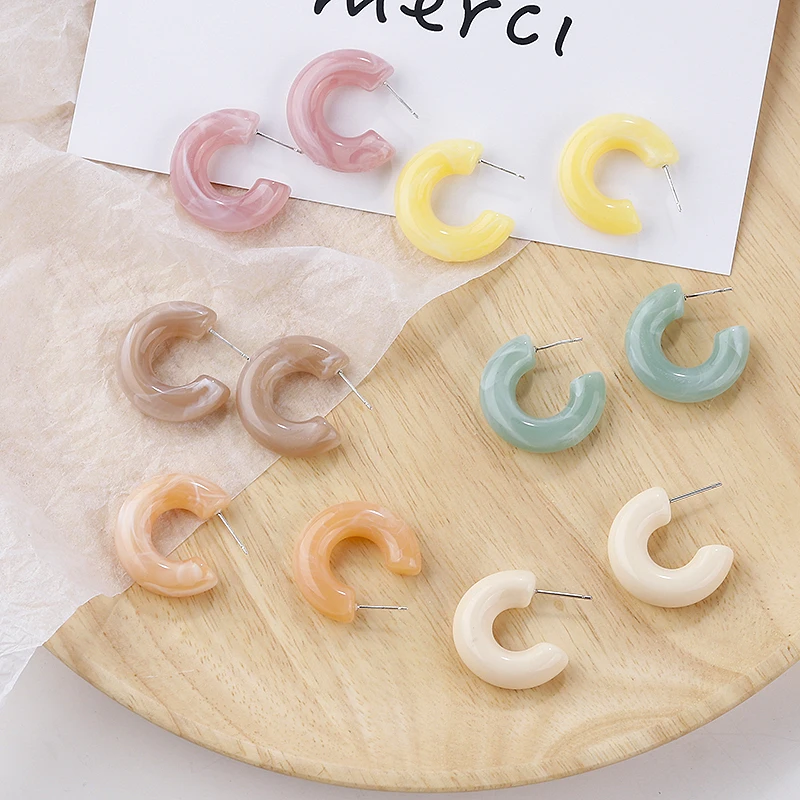 

AMORCOME Fashion Women'S Earrings 2019 Acrylic/Vintage Earrings Woman Resin Hoop Earrings Fashion Jewerlry 2019 Women Accesories