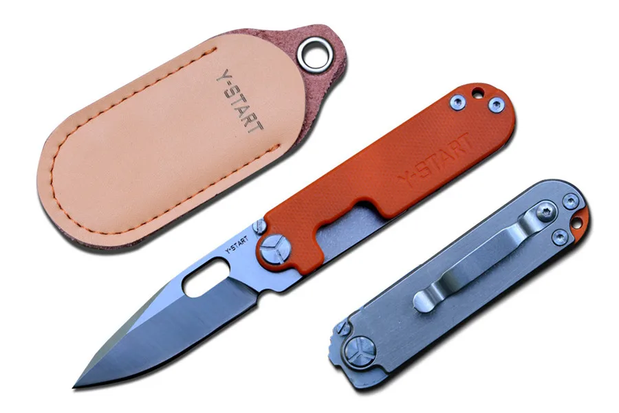 

Y-START mini bean pocket knife 440C blade G10+Titanium handle 3 colors with pocket clip for Daily Cutting and Outdoor