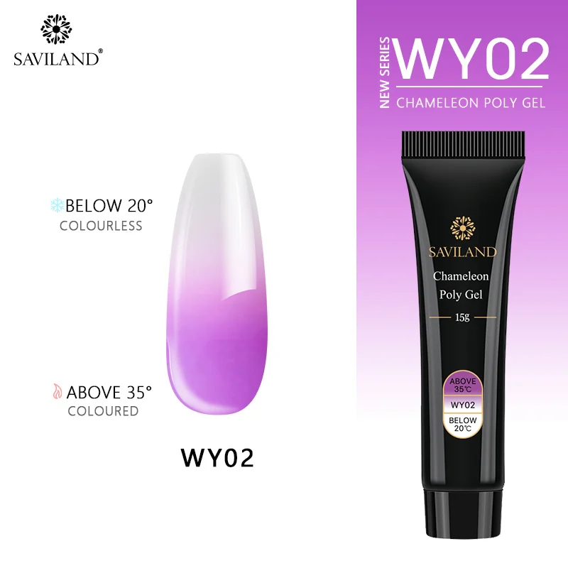 15g WY02 SAVILAND акриловый полигель для изменения температуры быстрое строительство камуфляж УФ светодиодный полигель наращивание ногтей для маникюра - Цвет: 15g WY02