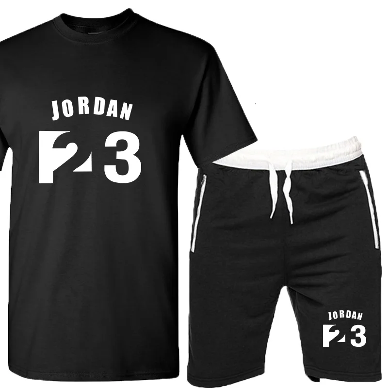 JORDAN 23 спортивный костюм с принтом футболка+ шорты модные тенденции в фитнесе хлопковые брендовые футболки для мужчин одежда для бодибилдинга M-XXL